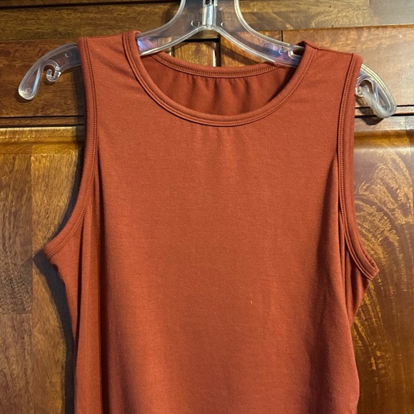 Rust Sleeveless Ruched Dress - Picture 3 of 3